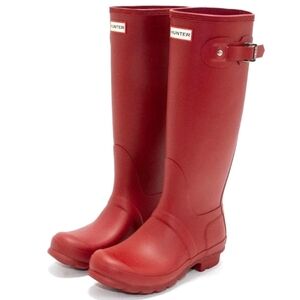 NEW! HUNTER Original Waterproof Wellies Tall Pull On Boots in Military Red 6.